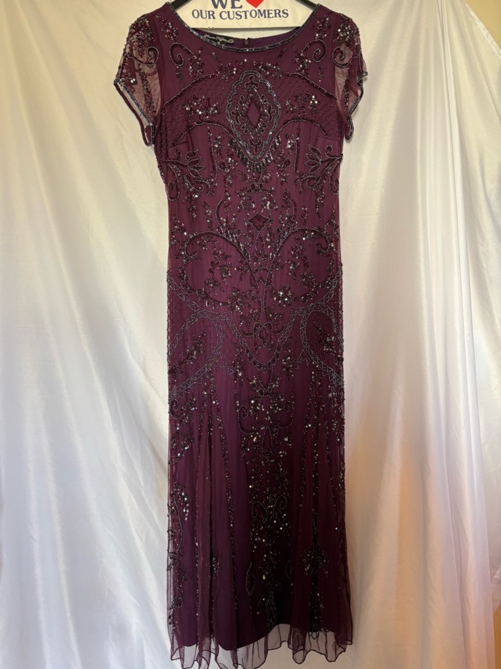 Pisarro Nights Beaded Maxi Dress in Plum